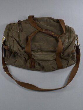 👜 J.Crew Abingdon Waxed Canvas Duffel Weekender Bag Leather